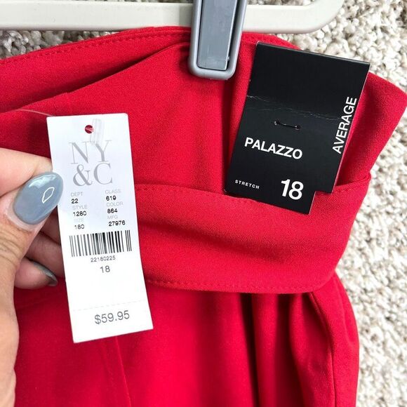 New York & Company Dress Pants Women’s 18 Red Stretch Palazzo NWT - Picture 2 of 5